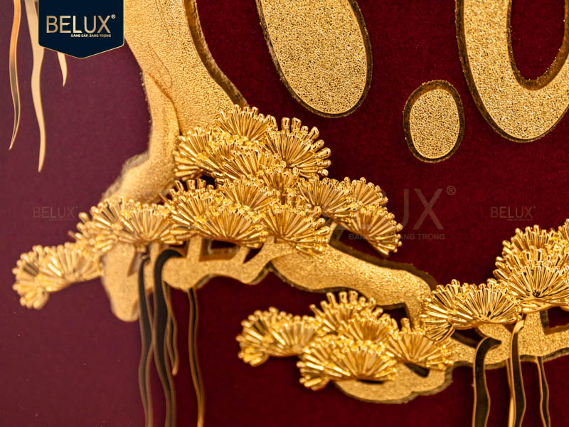 Tranh chữ Thọ thư pháp dát vàng 24k - 32x25cm